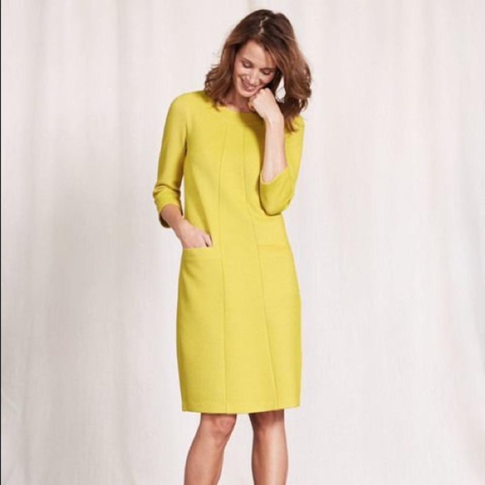 Boden yellow Riva Jacquard Dress